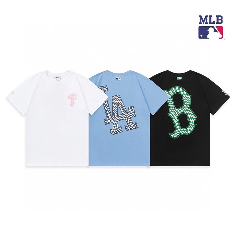 MLB T-shirt Top Version&Men and Women T T-shirt Retro Presbyopic Full Printed Short Sleeve Couple Sports Loose Casual Embroidery Half Sleeve T-shirt Fashion