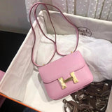 Hermes women's bag Top version 【H Handmade Custom】Stewardess Bag Constance Bag constance Silver Buckle Gold Buckle EP Women's Leather Crossbody Shoulder Bag2424