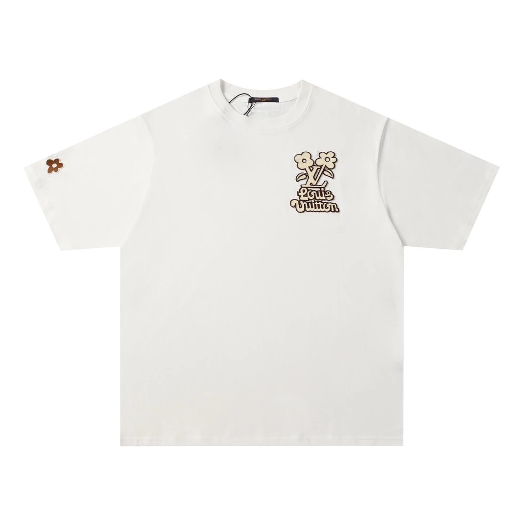 Louis Vuitton LV T-shirt Flower Embroidery Toothbrush on Chest LOGO Artistic Letter Crew Neck Short Sleeve25ss New pure cotton T Unisex T-Shirt OS Loose Fit Base Shirt Top Half Sleeve T-Shirt