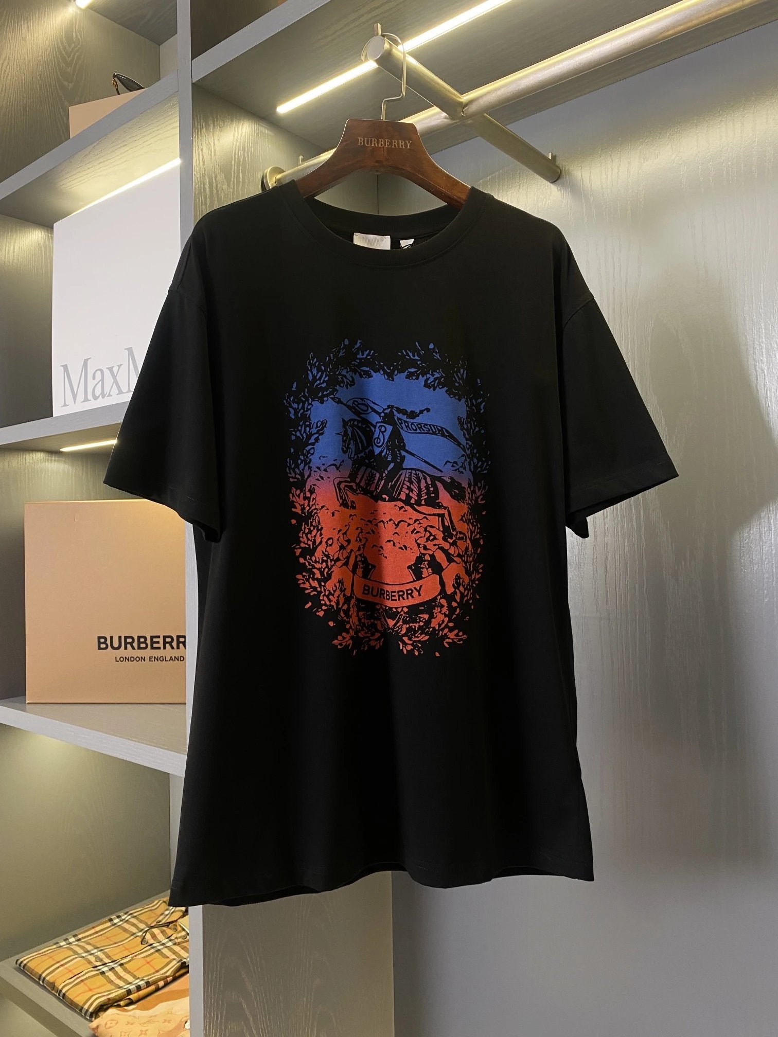 Burberry T-shirt Chest Ink Splash Print logo round Neck Short Sleeve25ss New Pure Cotton Unisex Style T Casual T-Shirt Base Layer Shirt OS Loose Fit Half Sleeve Top Plus Size