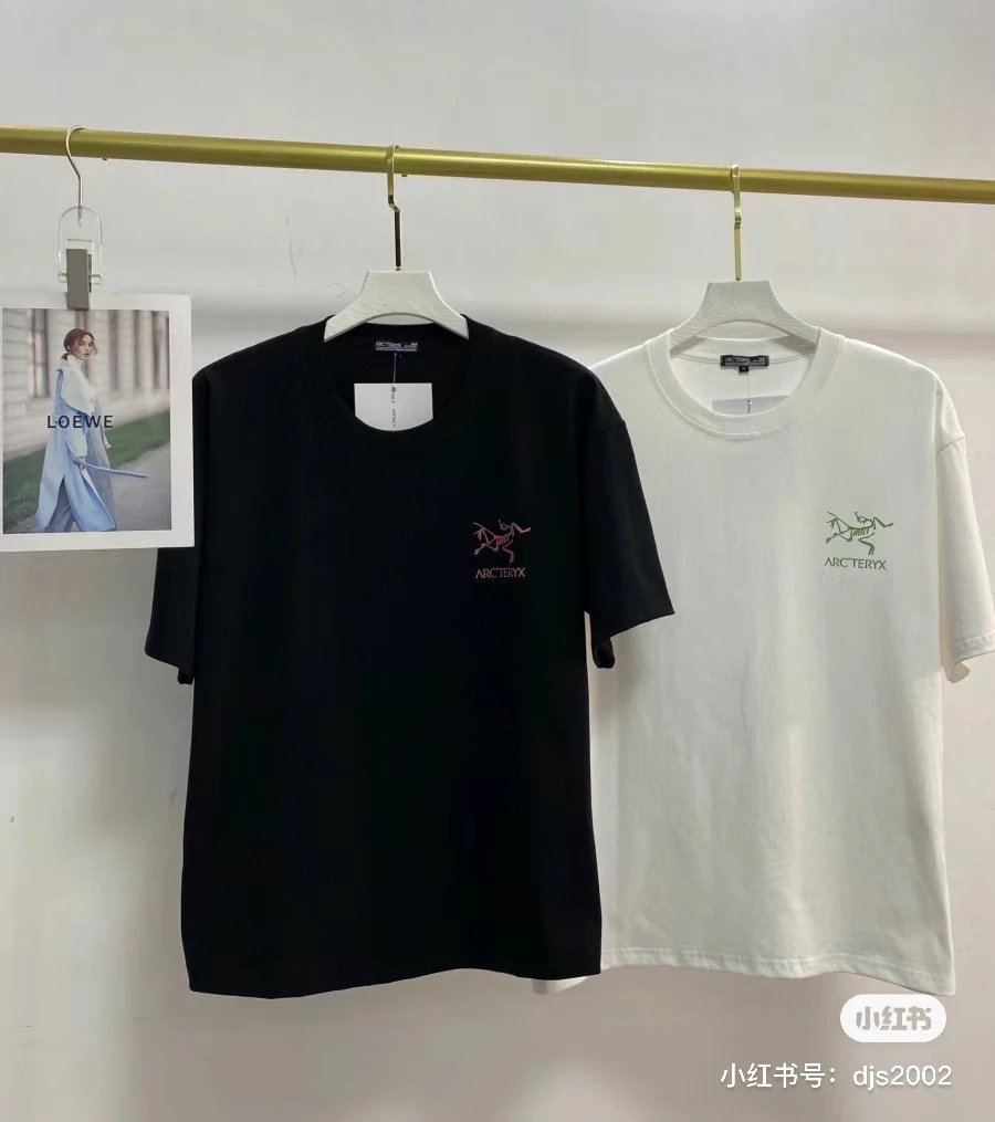Arc'teryx T-shirt Back with Large Letter Print logo round Neck Short Sleeve25ss New Pure Cotton Unisex Style T T-shirt OS Loose Fit Base Shirt Top Half Sleeve T-Shirt
