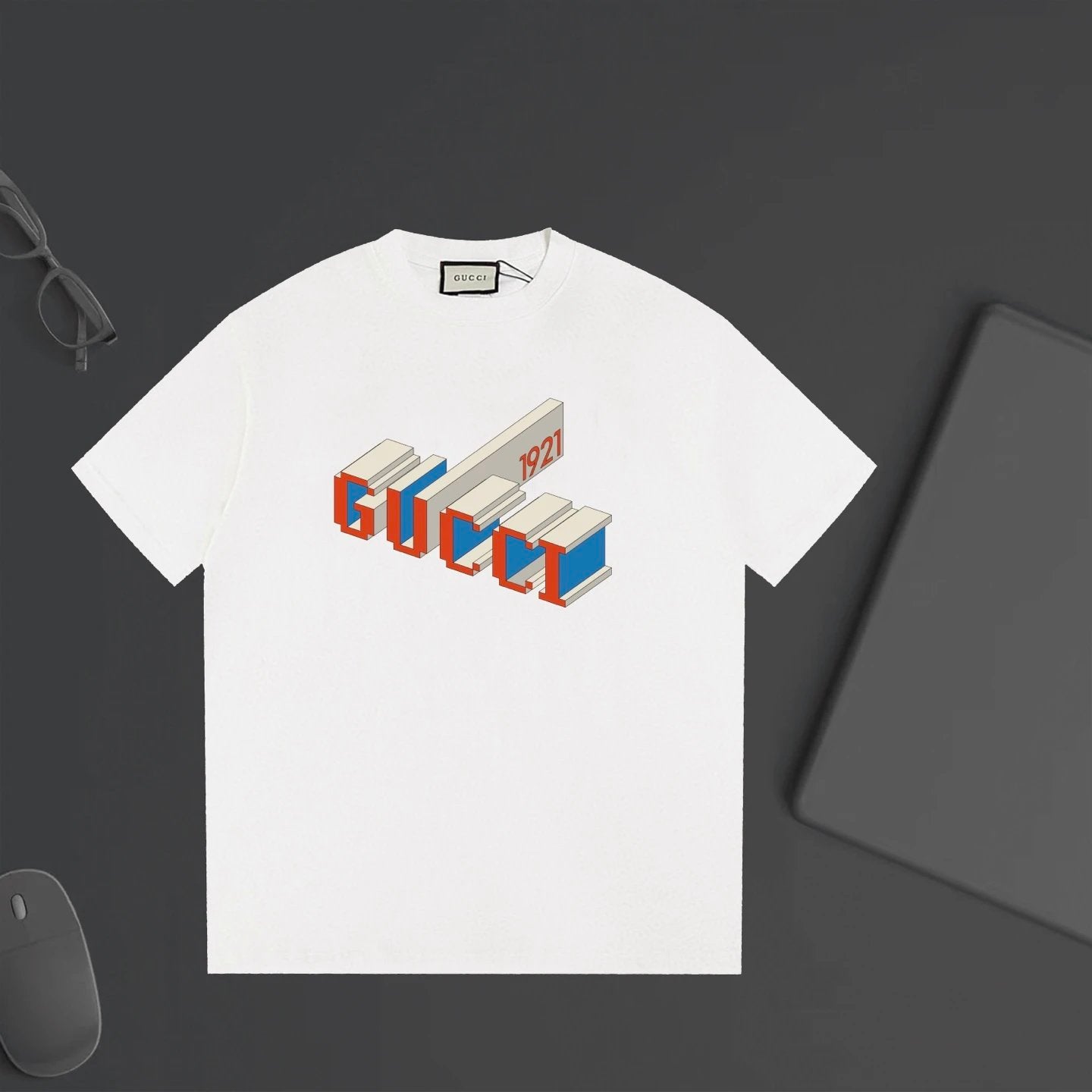Gucci T-shirt 3D Letter Print on the Chest logo round Neck Short Sleeve25ss New Pure Cotton Unisex Style T T-shirt OS Loose Fit Base Shirt Top Half Sleeve T-Shirt