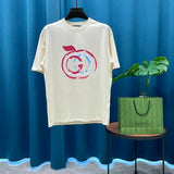 Gucci T-shirt Printing logo Round Neck Short Sleeve Top25ss New Pure Cotton Unisex Style T T-shirt OS Loose Fit Base Shirt Casual Top Short Sleeve T-Shirt
