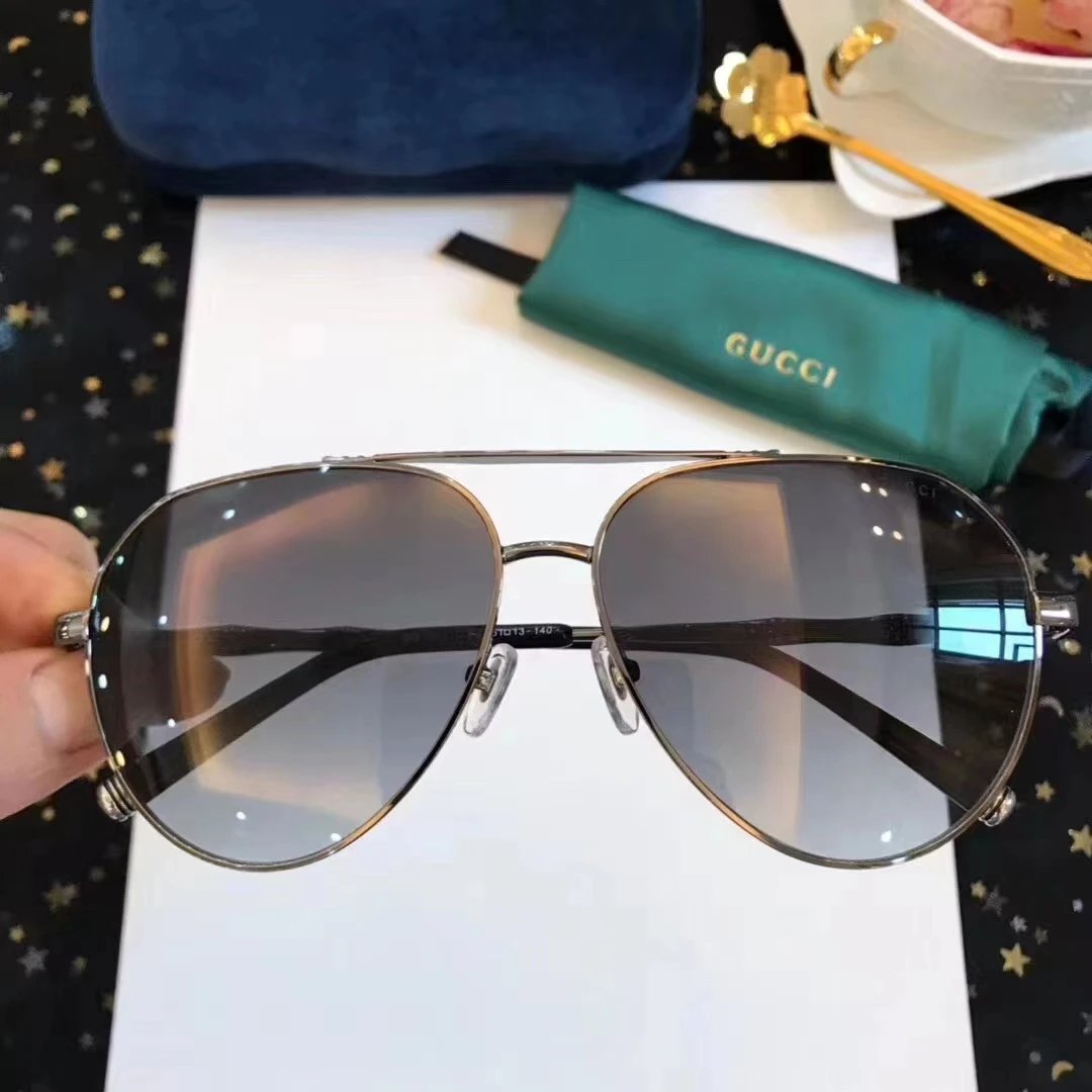 Gucci Glasses Pilot Polarized Sun Glasses Men's Fashion Color Film Large Frame Toad Sunglasses