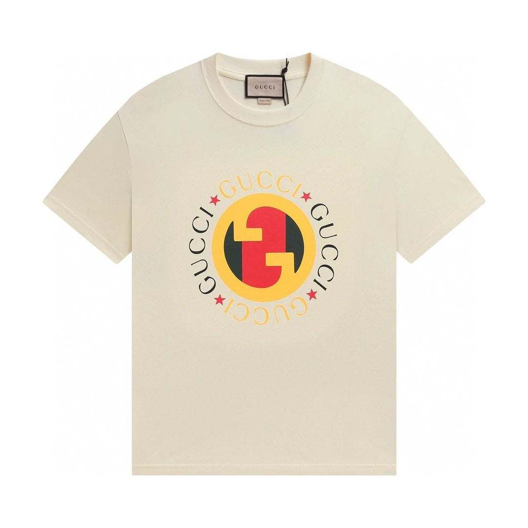Gucci T-shirt Sunflower Print on the Chest logo round Neck Short Sleeve25ss New pure cotton T Unisex T-Shirt OS Loose Fit Base Shirt Top Half Sleeve T-Shirt