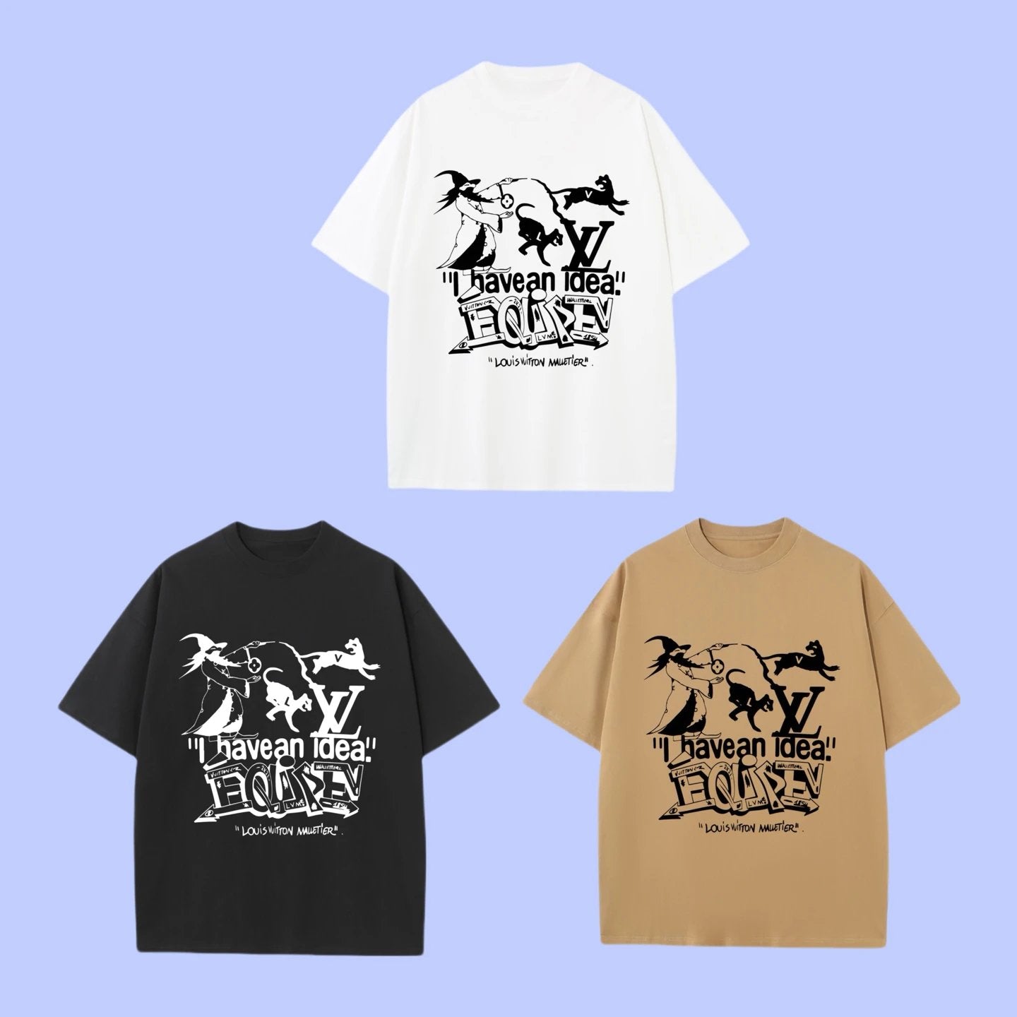 Louis Vuitton LV T-shirt Wizard Slogan Print on Chest logo round Neck Short Sleeve25ss New Pure Cotton Unisex Style T T-shirt OS Loose Fit Base Shirt Half Sleeve T-Shirt Top Half Sleeve