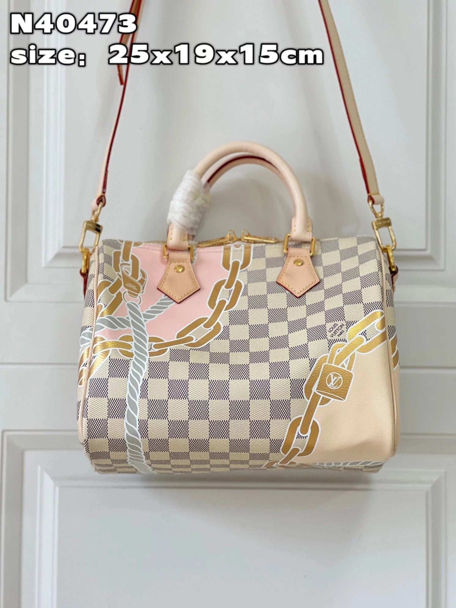 Louis Vuitton LV Women's Bag Top version Summer Refreshing Original Order2023New N40473White Grid Silk Screen Navigation Series Pillow Bag25Handbag N40473White Plaid Silk Screen Pillow Bag