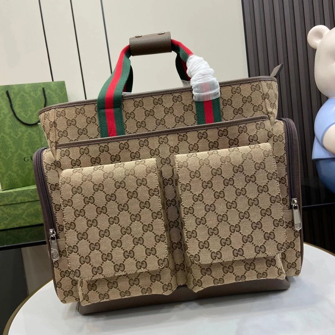 Gucci Women's Bag Top version 【Top Version Original Factory】2024New【New Product】Classic Series Baby Diaper Bag Mummy Bag Tote Bag Tote Bag Commuter Bag Casual Briefcase Handbag Large Shopping Bag40cm Model：768116