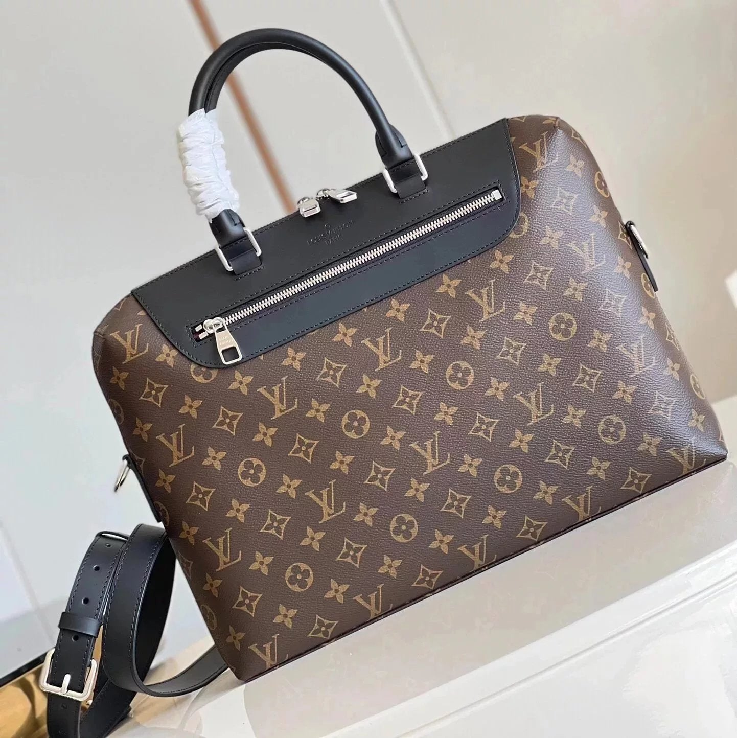 Louis Vuitton LV briefcase Top version 【Genuine Goods Leather】Porte-DocumentsJour Briefcase Men's Handbag Computer Bag Office Worker Business Briefcase M54019Presbyopic N48260Black Plaid