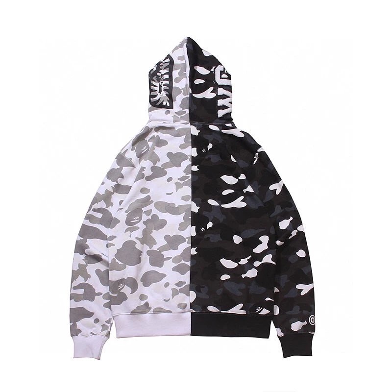 Bape Hoodie Correct Version Japanese Style Fashion Brand Camouflage Shark Head Hooded Sweater Loose Fleece-lined Limited Coat for Men and Women