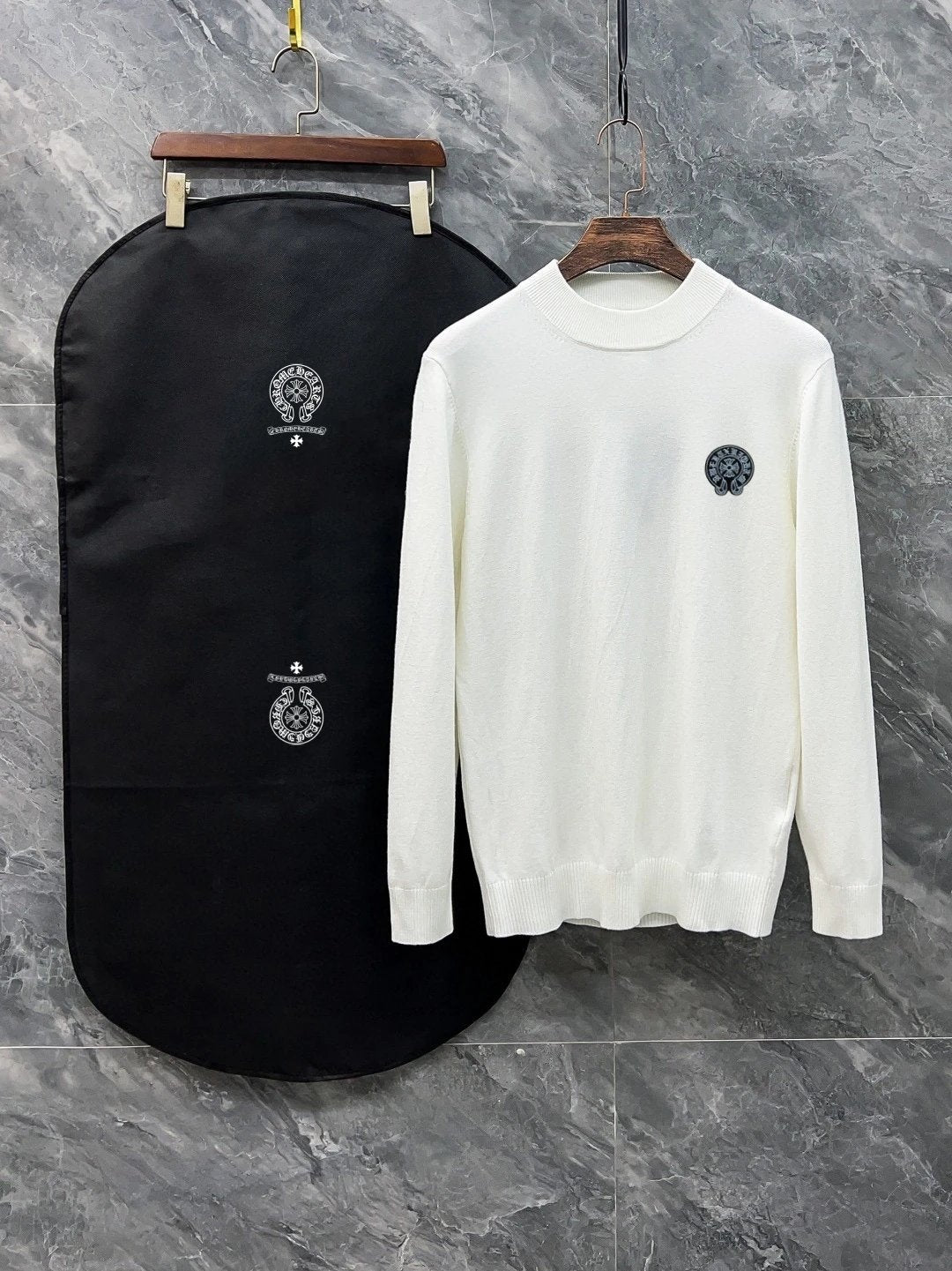 Chrome Hearts Sweater Classic Logo LOGO 3D Half Turtleneck Sweater Thickened Lazy Style OS Loose Fit Unisex Knit Top Jacket Versatile Casual Wearable Inside and Outside