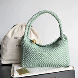 Bottega Veneta Women's Bag Top version 2023Winter Series/The Most Artistic Embodiment Tosca Handbag Metal Golden Ball Replaced with Malachite Collection Grade Woven Bag Hand Woven Handbag