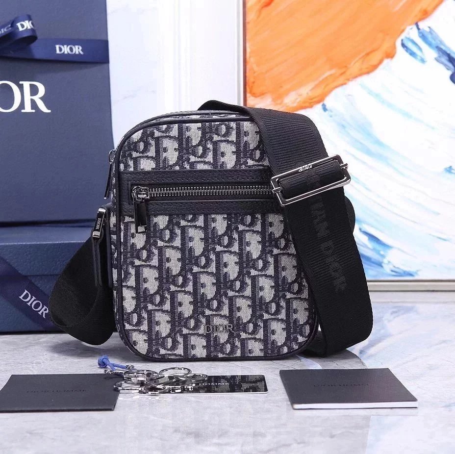 Dior Men's Bag Top version New Oblique Printed Fabric Men's Camera Bag Handbag Shoulder Bag Messenger Bag Men's Bag