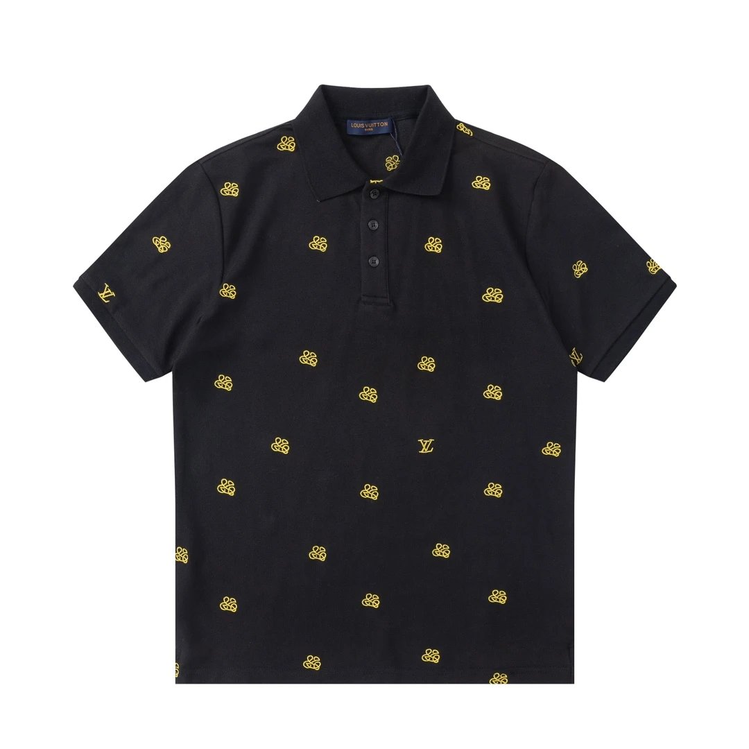 Louis Vuitton LV T-shirt High-density Gold Embroidery Small logoPOLO Short Sleeve Turn-down Collar Shirt Unisex Summer Solid Color Loose Fit T Business Commuter Short Sleeve Shirt Plus Size
