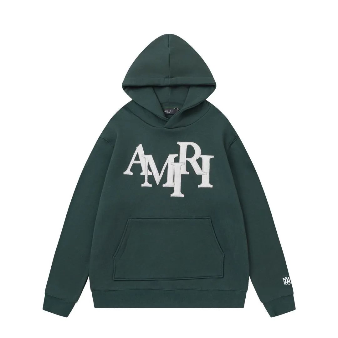 Amiri Hoodie 2024Autumn and Winter New Paste Cloth Embroidery Letter Pattern Hooded Sweater for Men and Women