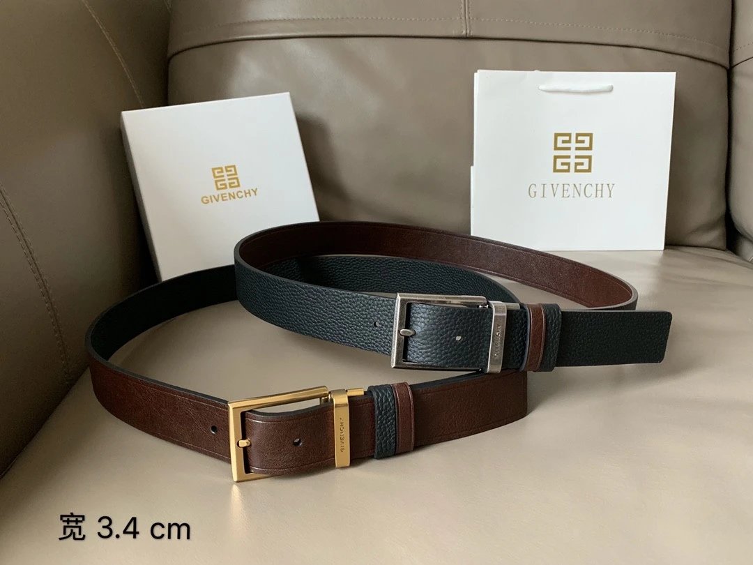 Givenchy Belt Top version Original Order Men's Leather Belt Belt Original Order Real Cowhide4G Buckle Belt Smooth Buckle Pants Belt Men's and Women's Business Casual Belt Belt Men's High-End Belt3.5Belt