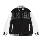 Amiri Jackets Coat 2024Spring and Autumn New Leather Large Letter Pattern Baseball Uniform Jacket Coat for Men and Women