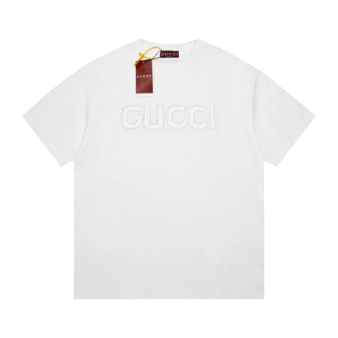 Gucci T-shirt Classic Pattern Letter Embroidery Round Neck Short Sleeve25ss New Pure Cotton Unisex Style T T-shirt OS Loose Fit Base Shirt Half Sleeve T-Shirt Top Half Sleeve