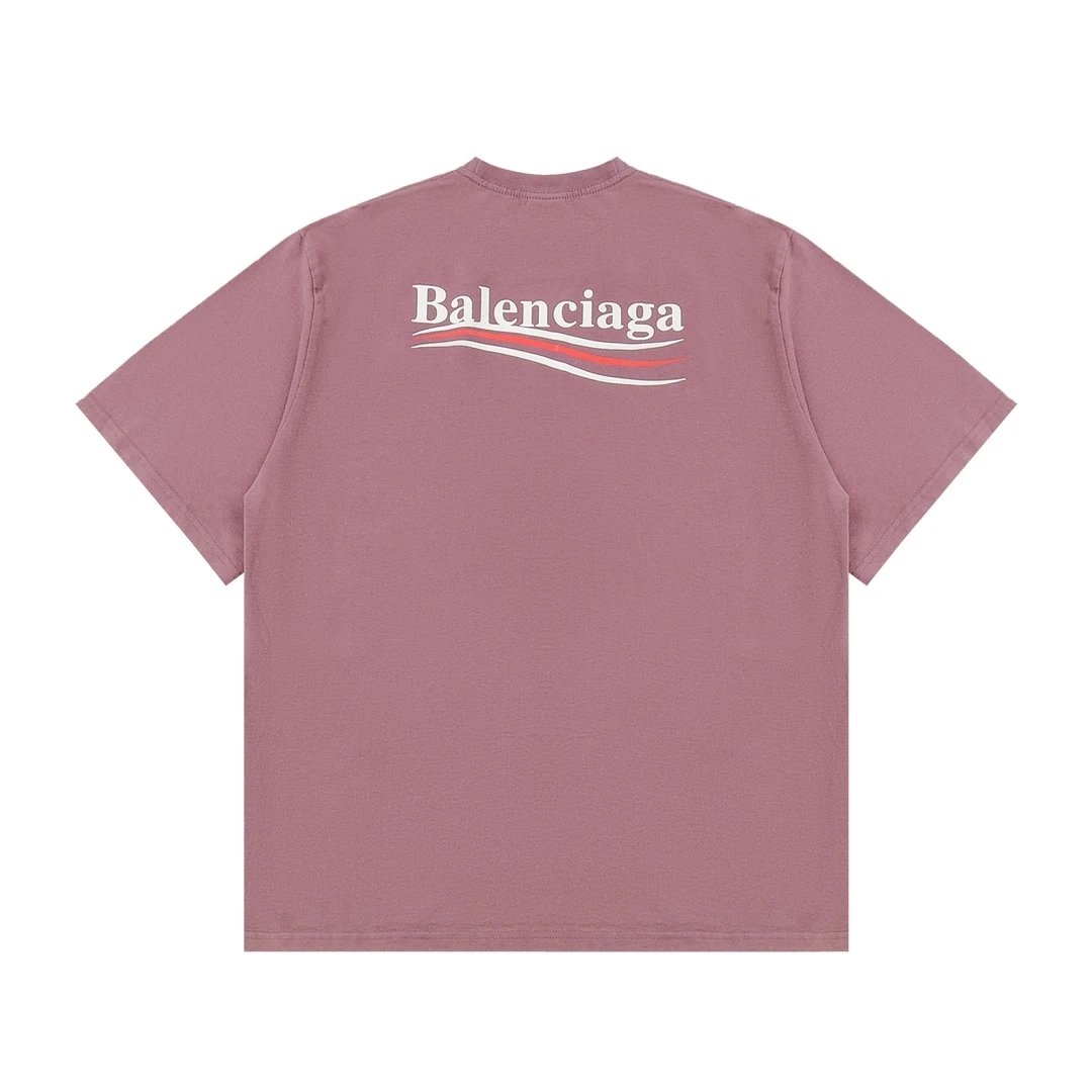 Balenciaga T-shirt Front and Back Classic Wave Cola Print logo round Neck Short Sleeve25ss New pure cotton T Unisex T-Shirt OS Drop Shoulder Loose Fit Base Shirt Top T-Shirt Short Sleeve