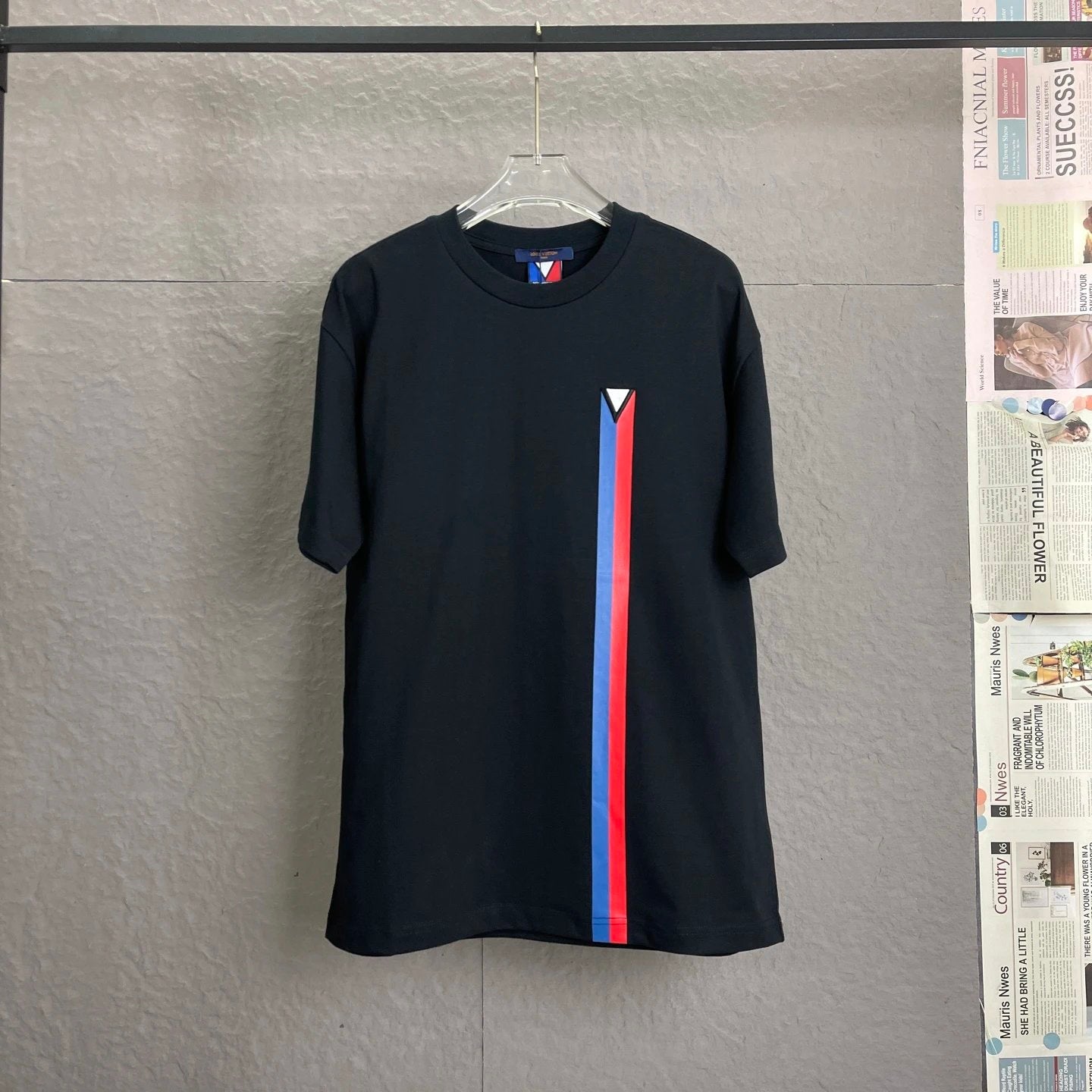 Louis Vuitton LV T-shirt Chest America's Cup Color Block Striped Embroidery logo round Neck Short Sleeve25ss New Pure Cotton Unisex Style T Casual T-Shirt Base Layer Shirt OS Loose Fit Half Sleeve Top Plus Size