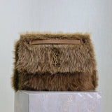 YSL Women's Bag Top version 【Maximum Version】Autumn and Winter Niki Rabbit Fur Series Oversized Niki47cm Rabbit Fur Large Tote Bag Hobo Bag Luggage Bag Fluffy Niki Bag New Women's Bag Mink Fur niki32cm Large Size Medium Size28cmNiki Rabbit fur bag