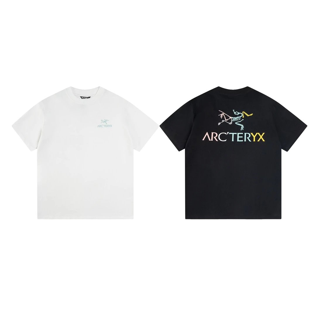 Arc'teryx T-shirt Back Colorful Bird Pattern Print logo round Neck Short Sleeve25ss New Pure Cotton Unisex Style T T-shirt OS Loose Fit Base Shirt Half Sleeve T-Shirt Top Half Sleeve