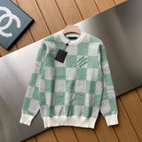 Louis Vuitton LV Sweater Checkerboard Pattern Round Neck Sweater Long Sleeve Pullover Thickened Lazy Style OS Loose Fit Unisex Knit Top Jacket Versatile Casual Wearable Inside and Outside
