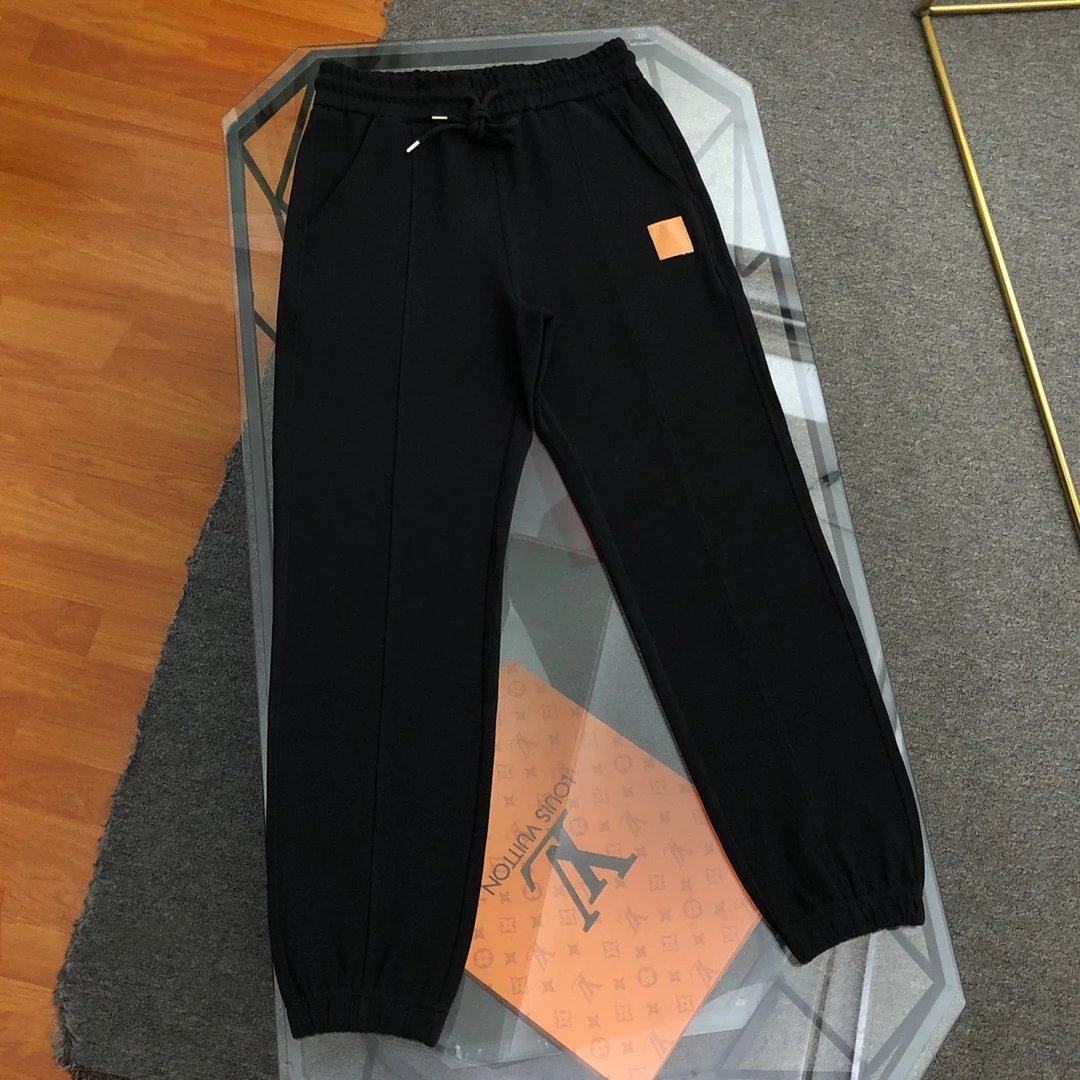 LOEWE Sweatpants 2024ss New Veneer LOGO Drawstring Jogger Sweatpants for Men and Women, Autumn and Winter Loose Fit, High Waist, Color Block, Plus Size, Casual Pants