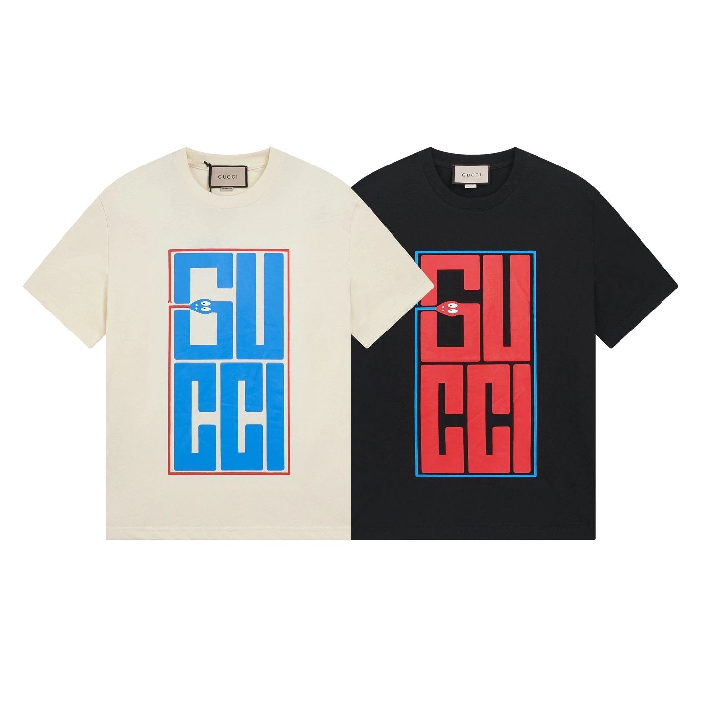 Gucci T-shirt Chest G Snake Print Pattern logo round Neck Short Sleeve25ss New pure cotton T Unisex T-Shirt OS Loose Fit Base Shirt Top Half Sleeve T-Shirt
