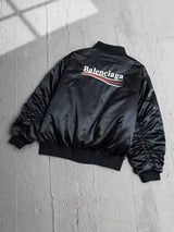 Balenciaga Down Jacket Wave Cola Embroidered Padded Baseball Jacket Flight Jacket Cotton Jacket Casual Loose Stand Collar Coat Bread Jacket Sportswear os Unisex Style24ss New Winter Products