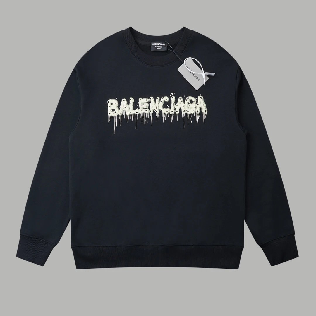 Balenciaga Hoodie Graffiti Letter Print Pullover Crewneck Sweatshirt Casual Loose Fit Pure Cotton Terry Sportswear os Unisex Fit Top24ss Autumn and Winter New Products