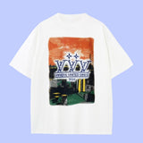 Louis Vuitton LV T-shirt City Pattern Print on the Chest logo round Neck Short Sleeve25ss New Pure Cotton Unisex Style T T-shirt OS Loose Fit Base Shirt Top Half Sleeve T-Shirt