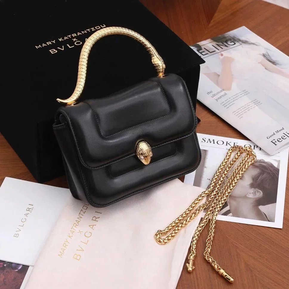 BVLGARI Bag Top version 291070SERPENTI Series MARYKATRANTZOU Bag Decorated with a Snake's Head Snake Head Women's Bag Handle Chain Shoulder Bag Messenger Bag Handbag