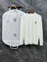 Gucci Sweater Logo LOGO Three-Dimensional Mock Neck Sweater Long Sleeve Idle Style OS Loose Fit Unisex Knit Top Jacket Versatile Casual Wearable Inside and Outside