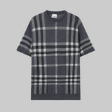 Burberry T-shirt Allover Plaid Pattern logo Knitted Crew Neck Short Sleeve25ss New pure cotton T Unisex T-Shirt OS Loose Fit Base Shirt Top Half Sleeve T-Shirt