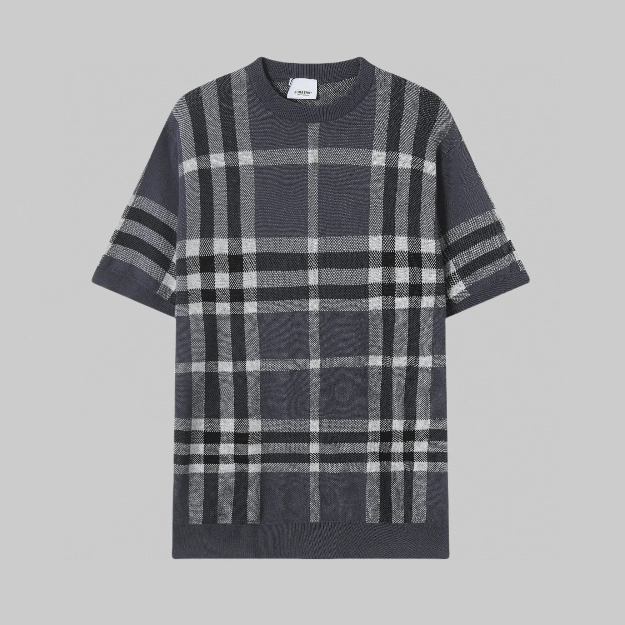 Burberry T-shirt Allover Plaid Pattern logo Knitted Crew Neck Short Sleeve25ss New pure cotton T Unisex T-Shirt OS Loose Fit Base Shirt Top Half Sleeve T-Shirt