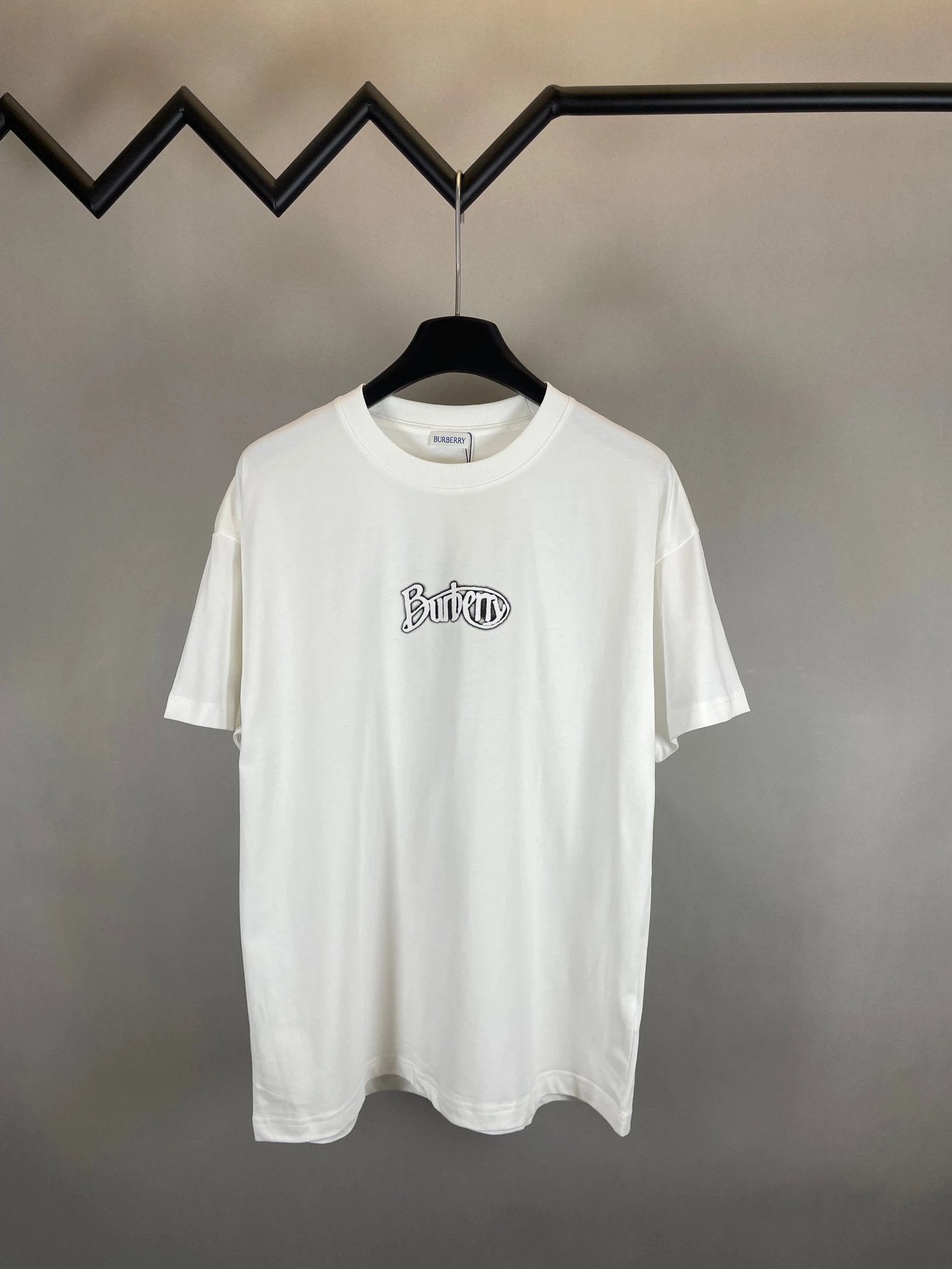 Burberry T-shirt Chest Logo Flocking Print logo round Neck Short Sleeve25ss New Pure Cotton Unisex Style T T-shirt OS Loose Fit Base Shirt Top Half Sleeve T-Shirt