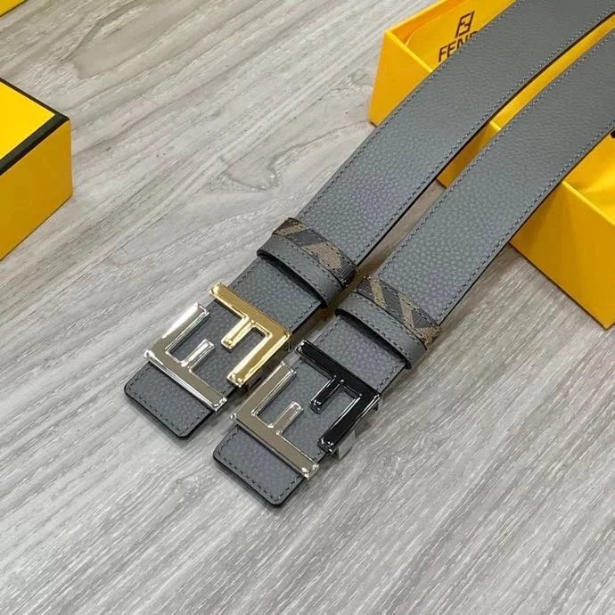 FENDI Belt Top version In Stock High Quality Genuine Leather New Men's Belt Fashion All-Match Casual Little Monster Double F Letter Belt