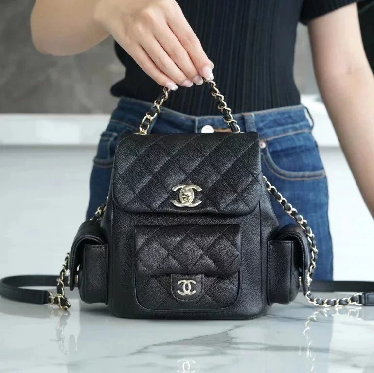 Chanel Backpack Bag Top version 【Original Leather】23K New Tank Duma Backpack Large and Small Sizes France Haas First-Class Calfskin Backpack Duma Explosive Bag New Women's Bags, Schoolbags Small Backpack