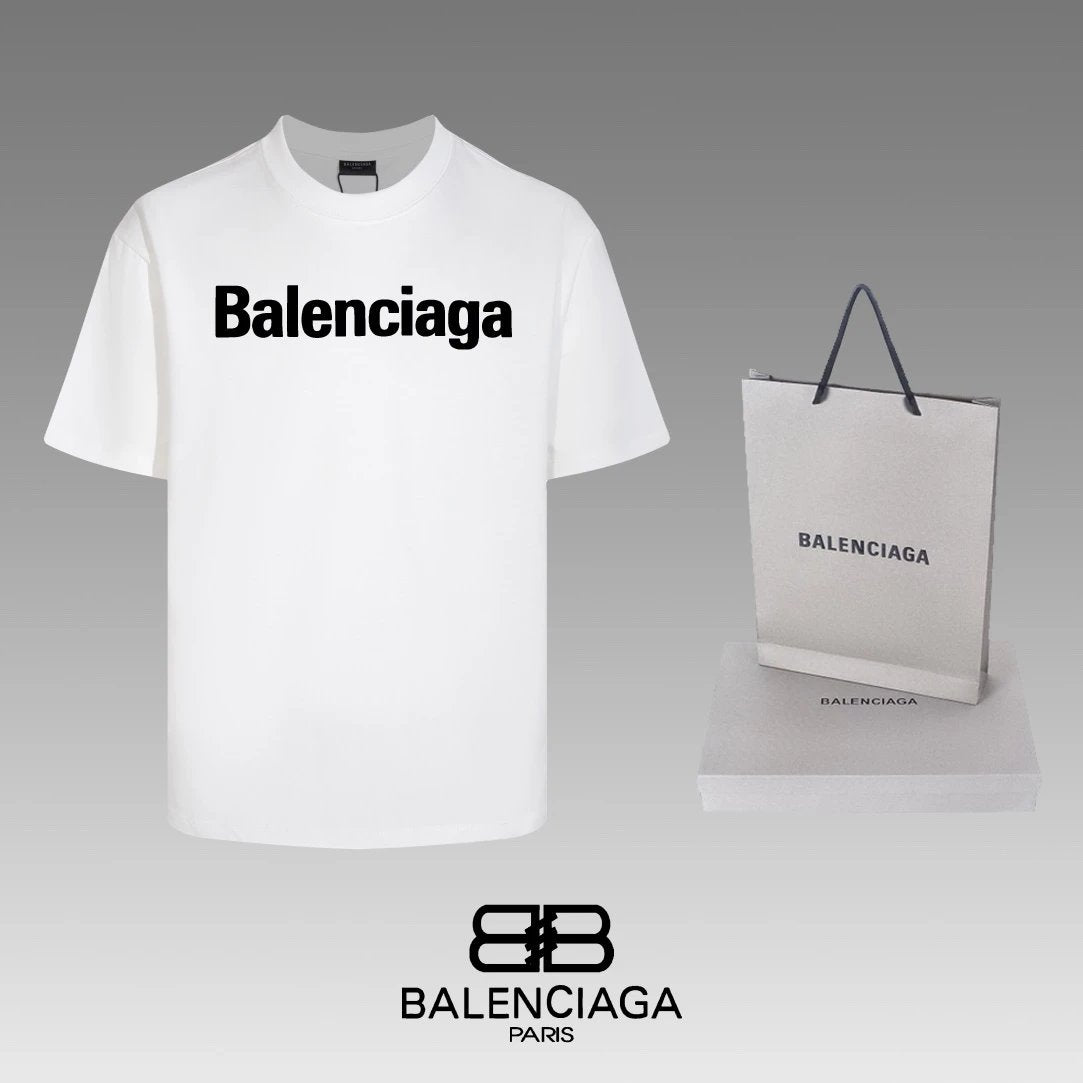 Balenciaga T-shirt Back with English Pattern Print logo round Neck Short Sleeve25ss New pure cotton T Unisex T-Shirt OS Drop Shoulder Loose Fit Base Shirt Top T-Shirt Short Sleeve