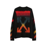 OFF-White Sweater Top Version Verified Quality Sweater Pullover Black and White Arrow Gradient Mohair Autumn and Winter Rendering Knitted Men and Women