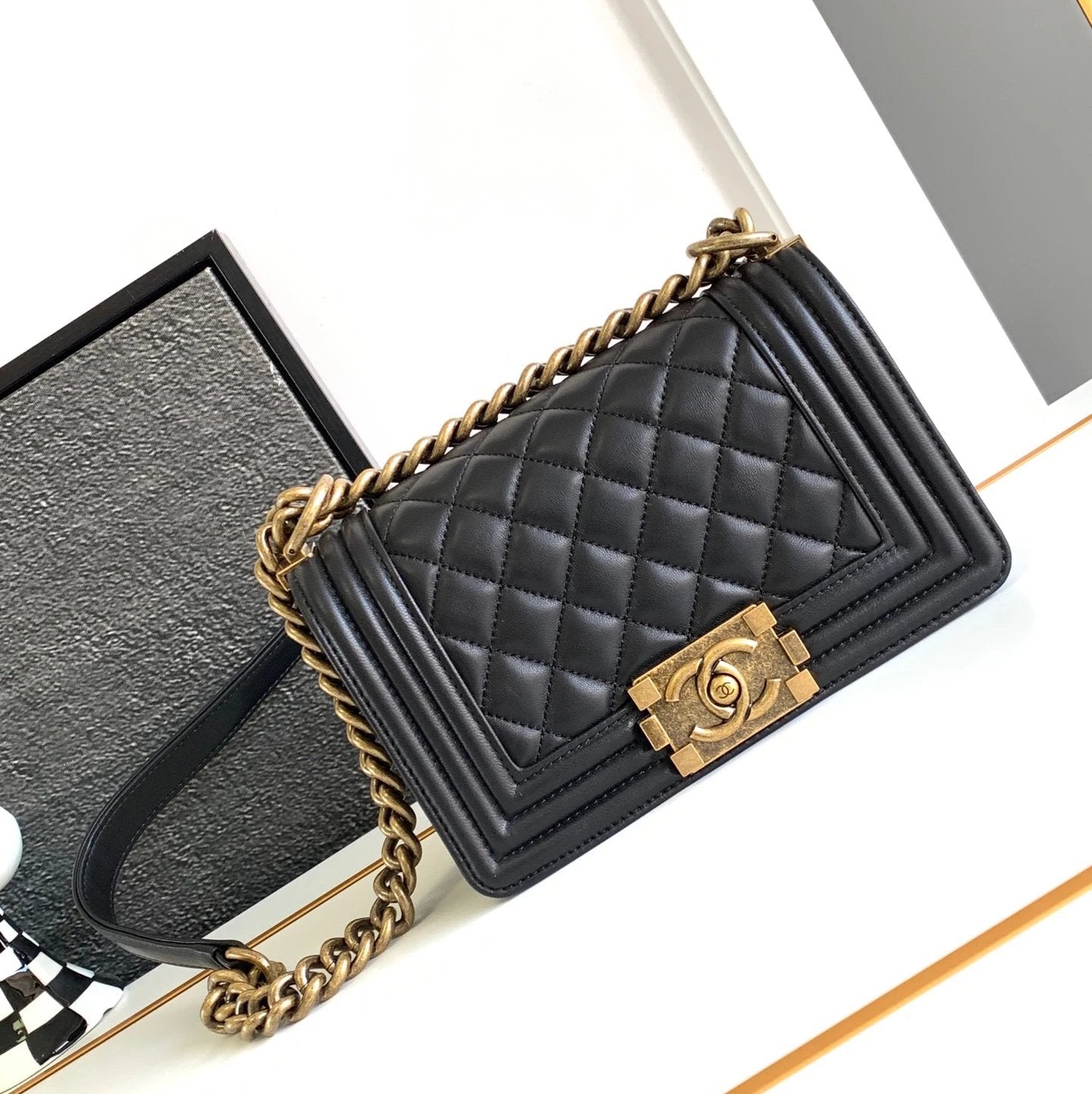 Chanel Women's Bag Top version 【Ceiling Grade High-End Version Original Leather】Classic Style Leboy Flap Bag Original Caviar Cowhide Original Sheepskin Leboy Black Gold Black Silver Ball Pattern Cattle Leather Bag Chain Bag Messenger Bag Shoulder Bag Wome