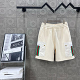 Gucci Shorts Front Pocket Red and Green Ribbon Embroidery logo Five-point Shorts25ss New Drawstring Casual Pants for Men and Women, Summer Style5Two-in-One Casual Sweatpants Pure Cotton Joggers