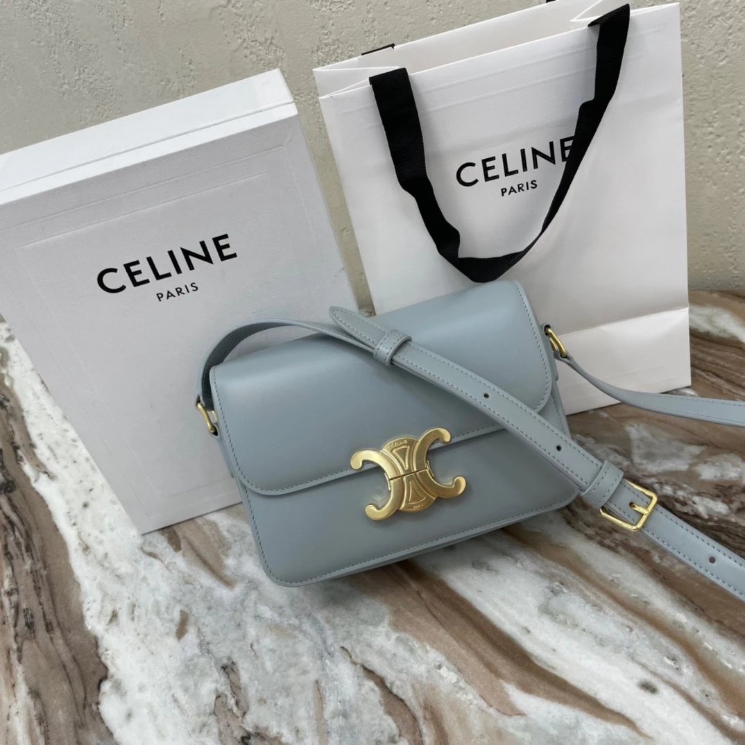 Celine women's bag Top version 【Surrogate Shopping Edition】Teen Arc De Triomphe Crossbody Bag New BOX Bag18.5cm Small Size2023New Cherry Blossom Pink Arc De Triomphe Women's Bag Square Bag mininano Retro Gold Buckle Shoulder Crossbody Bag Arc De Triomphe