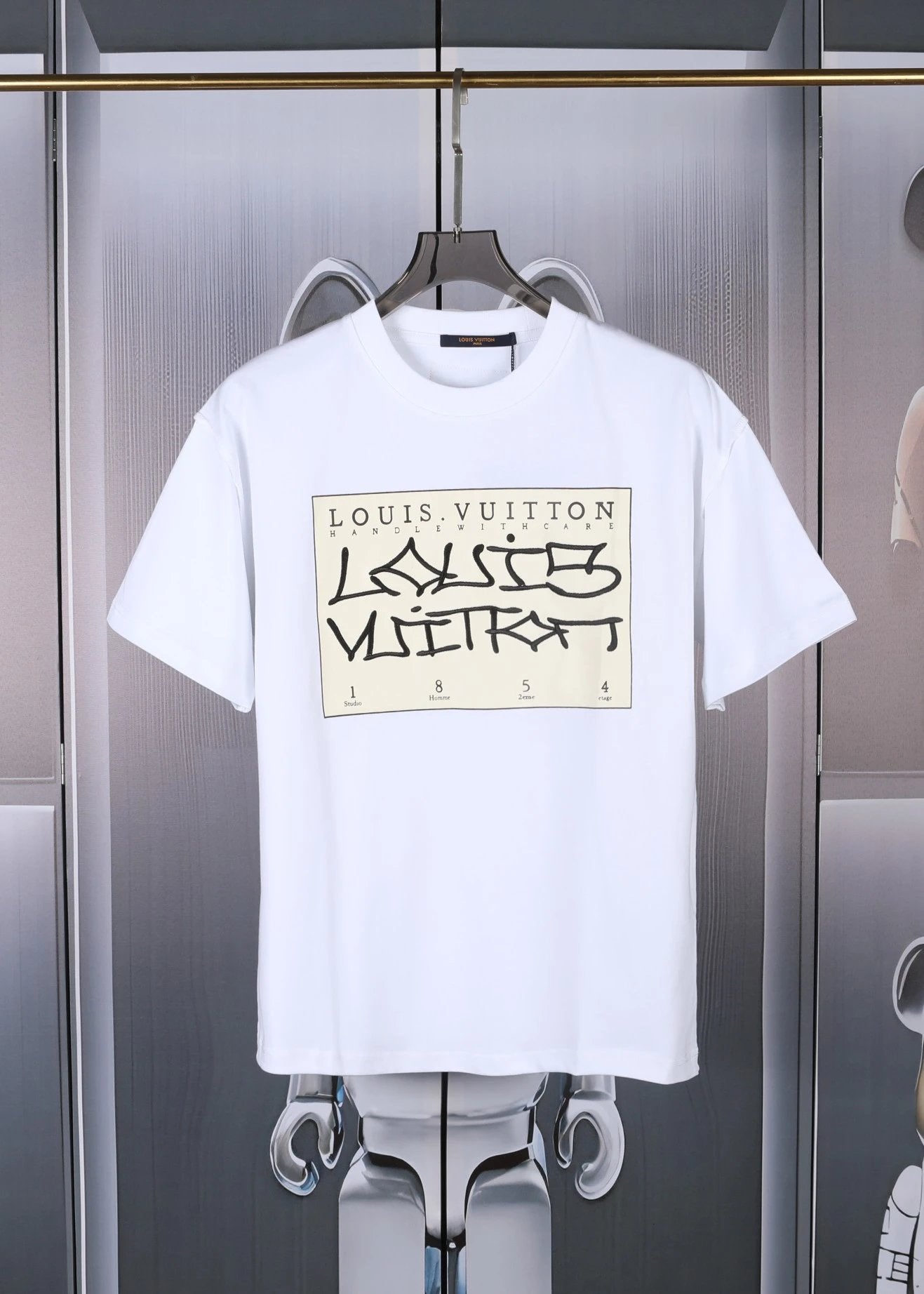 Louis Vuitton LV T-shirt Chest Print logo round Neck Short Sleeve25ss New Pure Cotton Unisex Style T Casual T-Shirt Base Layer Shirt OS Loose Fit Half Sleeve Top Plus Size