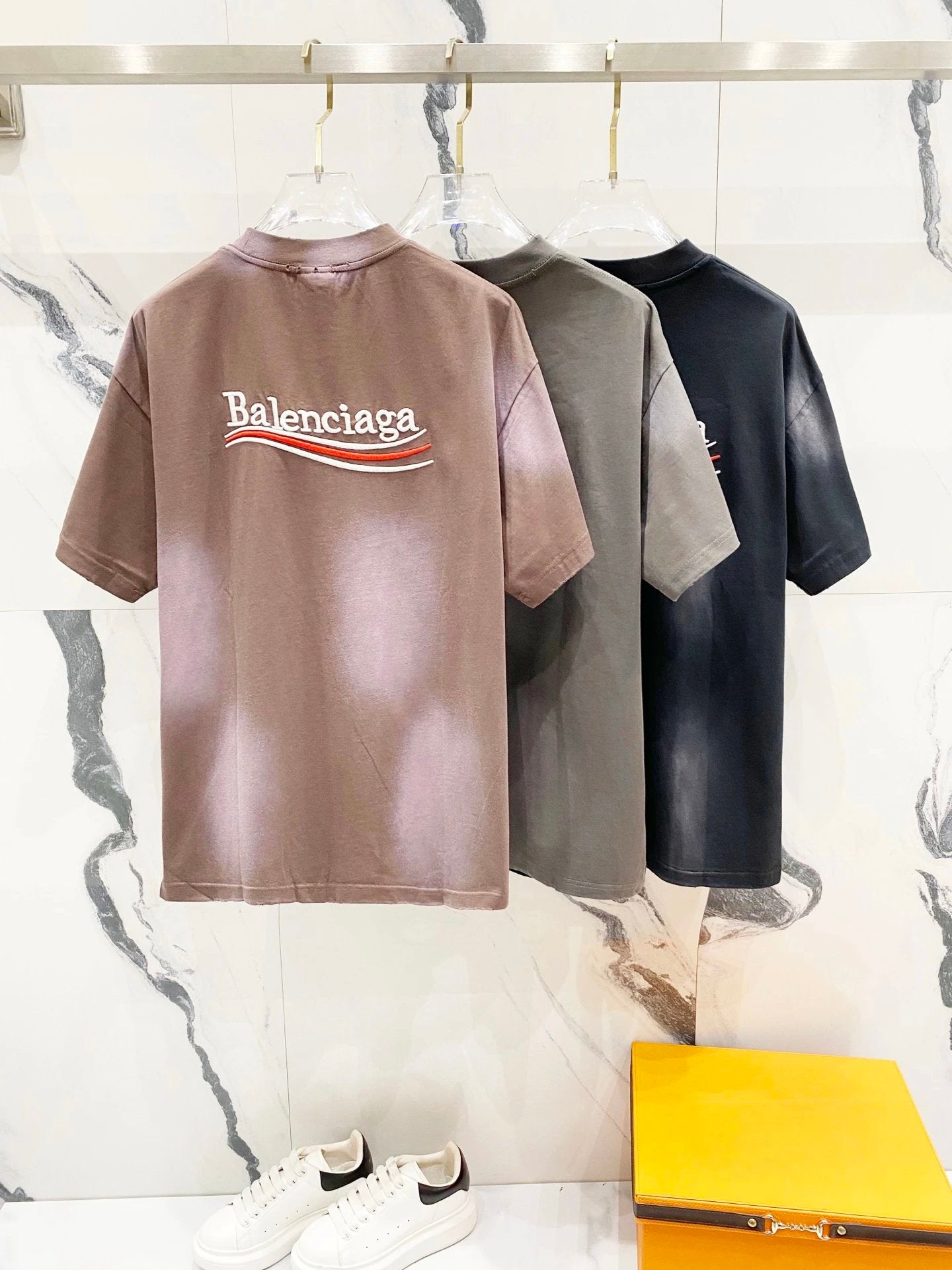 Balenciaga T-shirt Front and Back Wave Cola Letter Embroidery logo round Neck Short Sleeve25ss New pure cotton T Unisex T-Shirt OS Loose Fit Base Shirt Top Half Sleeve T-Shirt