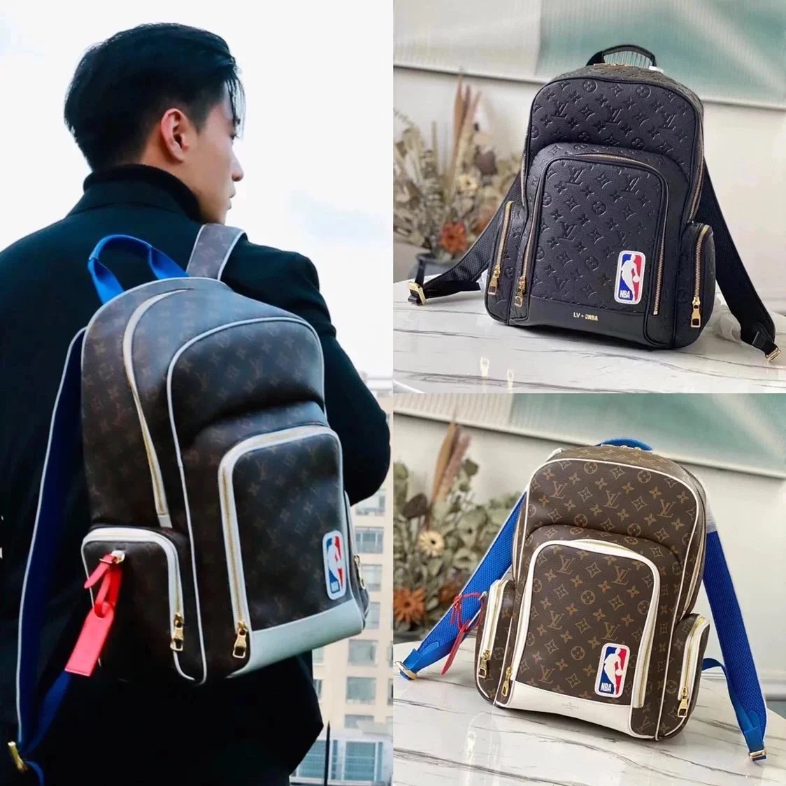 Louis Vuitton LV Backpack Top version 2021New×NBA Cooperation Joint-Name Men's Backpack Badge Logo Portable Backpack Schoolbag Travel Bag M45581