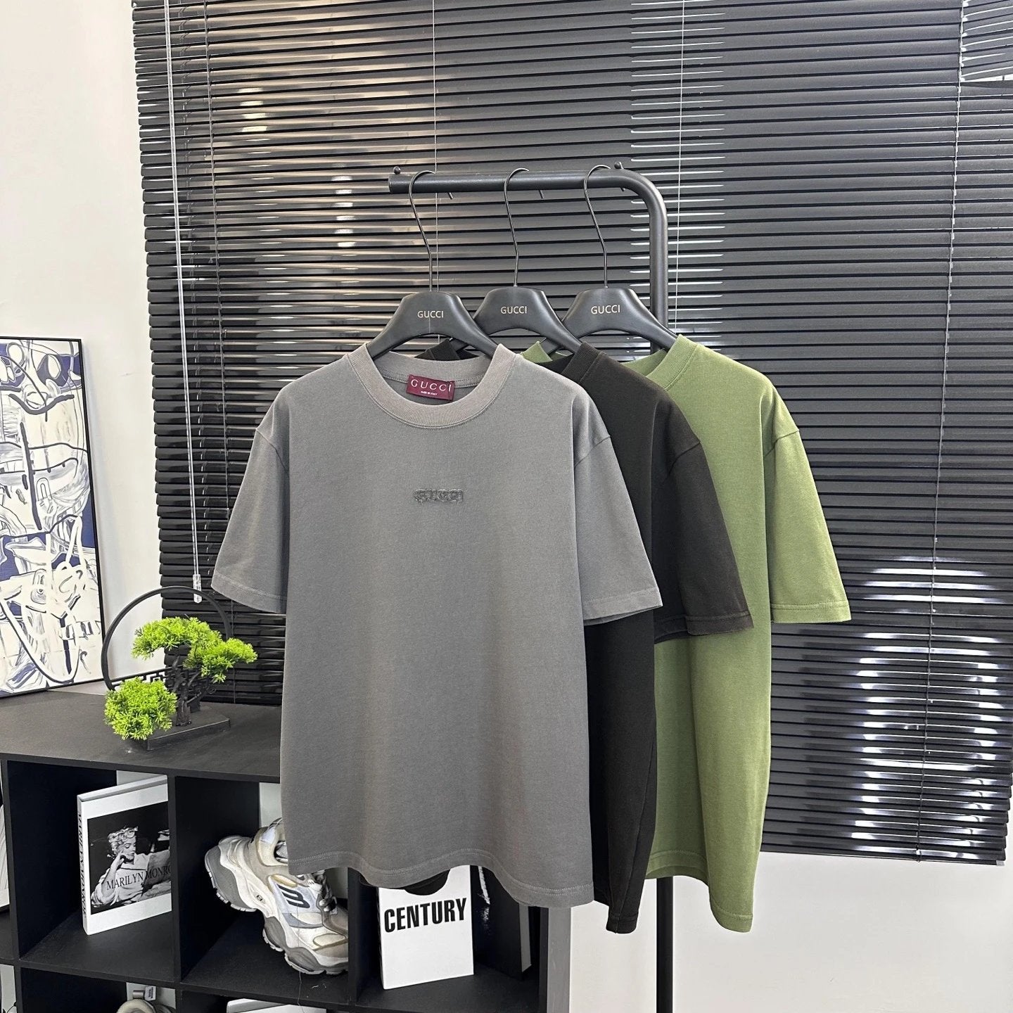 Gucci T-shirt Washed Chest Front Letter Embroidery logo round Neck Short Sleeve25ss New Pure Cotton Unisex Style T T-shirt OS Loose Fit Base Shirt Top Half Sleeve T-Shirt