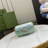 Gucci Women's Bag Top version 【High Version Original Leather】2024Early Spring New marmont Mermaid Laser Magic Color Ma Meng Bao's Home Mermaid Magic Color Pearl Color Love Chain Bag Ma Meng Fang Fat Bag443497