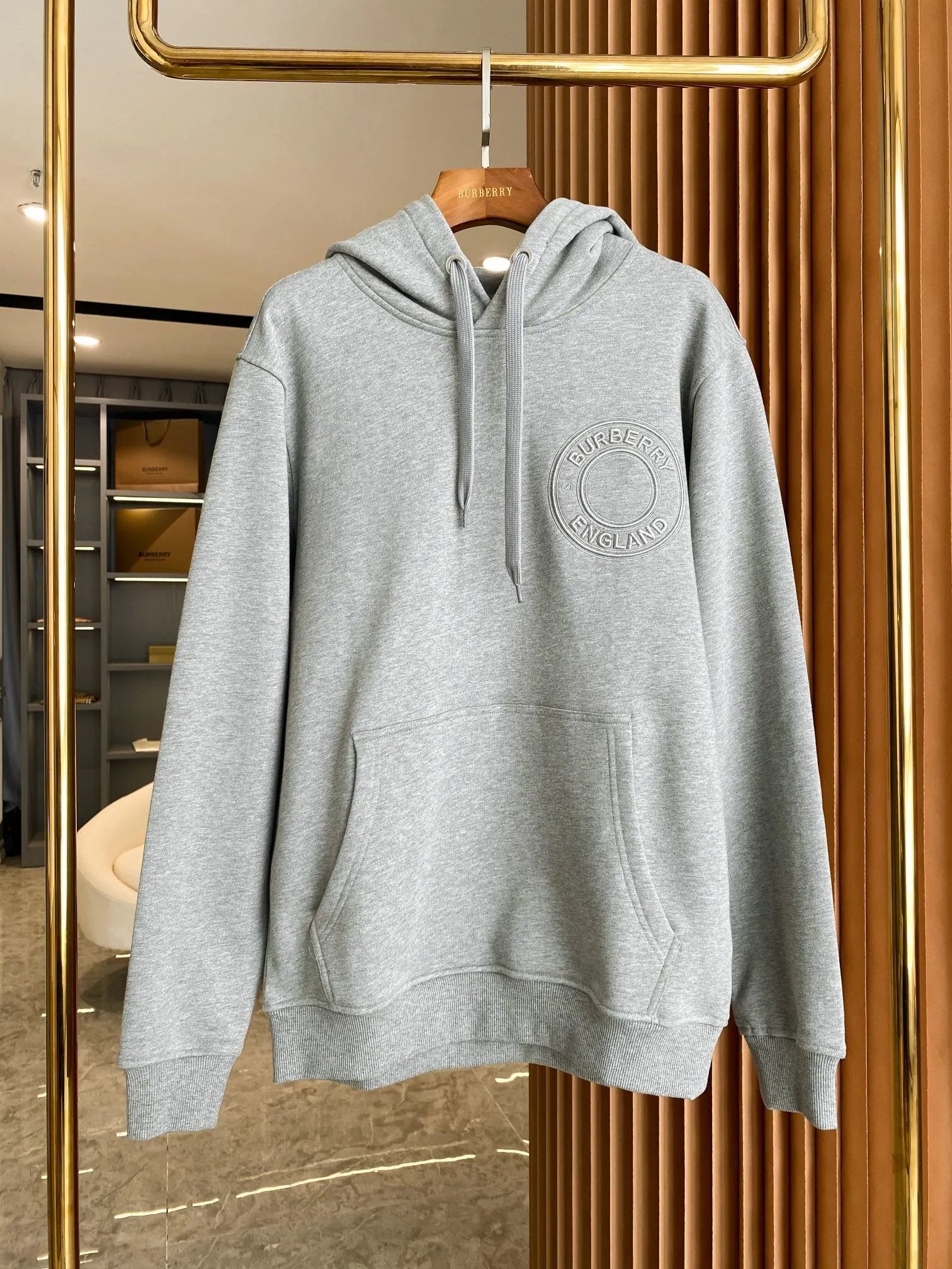 Burberry Hoodie Micro Embroidery logo Patterned Cotton Hooded Loose Fit Sweatshirt Unisex Jacket